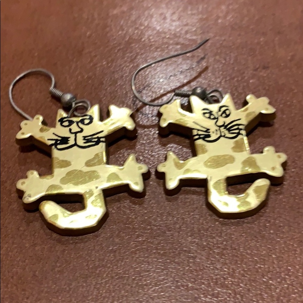 Cat Dangle Earrings - image 1